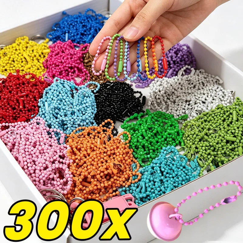 100/300pcs New Fashion Colorful Ball Bead Chains Dolls/Label Hand Tag Connector for DIY Handmade Jewelry Making Accessories