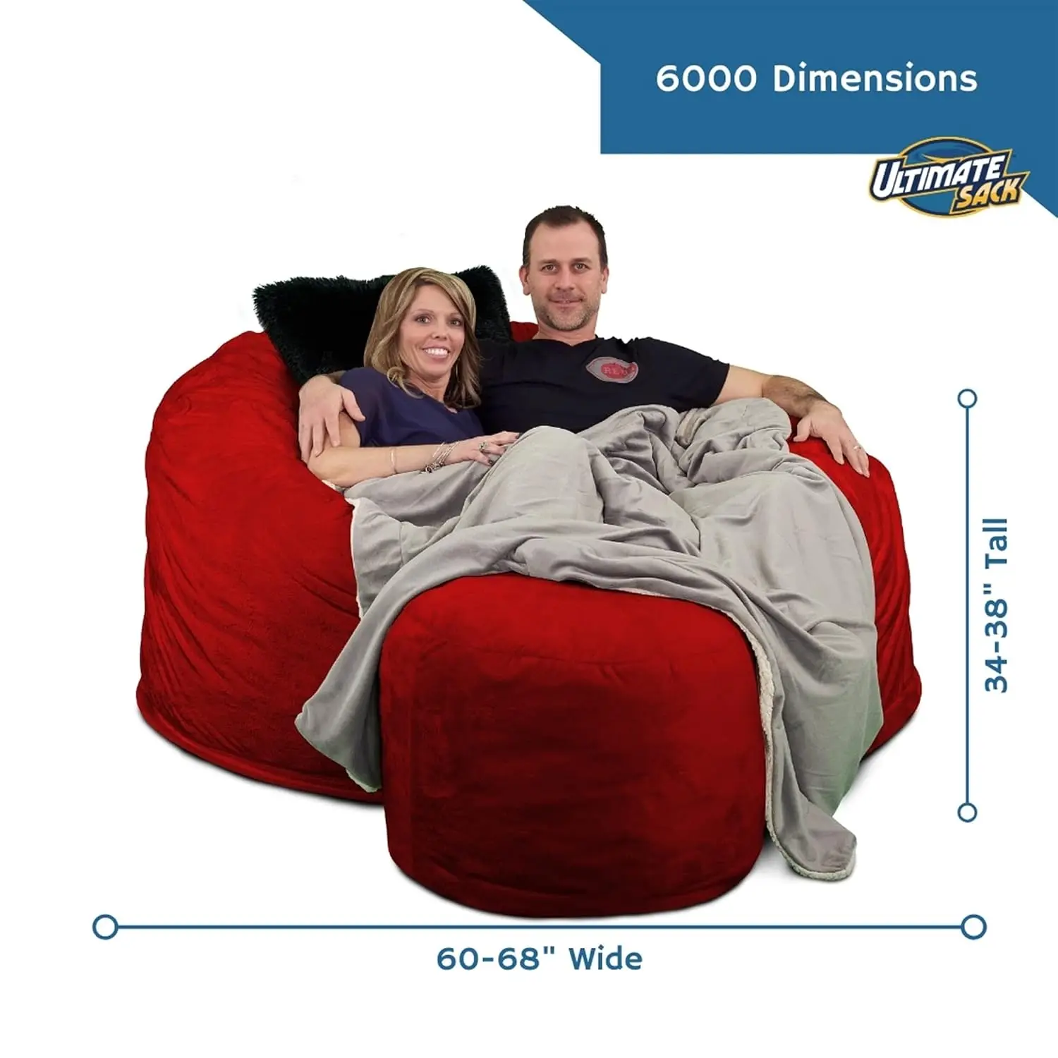 Oversized 6ft Bean Bag Chair & Footstool, Comfy Lounge Sofa for Adults, Soft Fur Furniture, Brown, Customized image 3