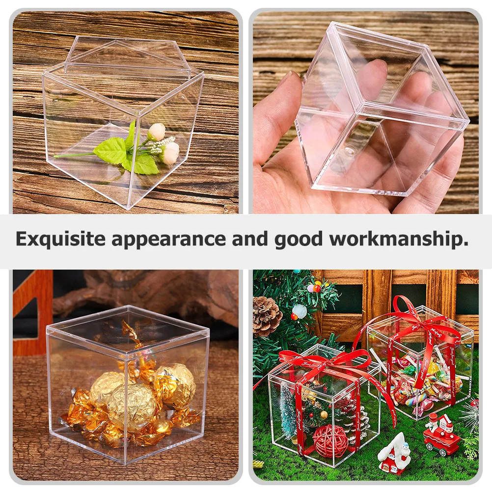 

12Pcs Transparent Acrylic Boxes Small Clear Storage Case Jewelry Candy Organizer Lid Display Acrylic Candy Box