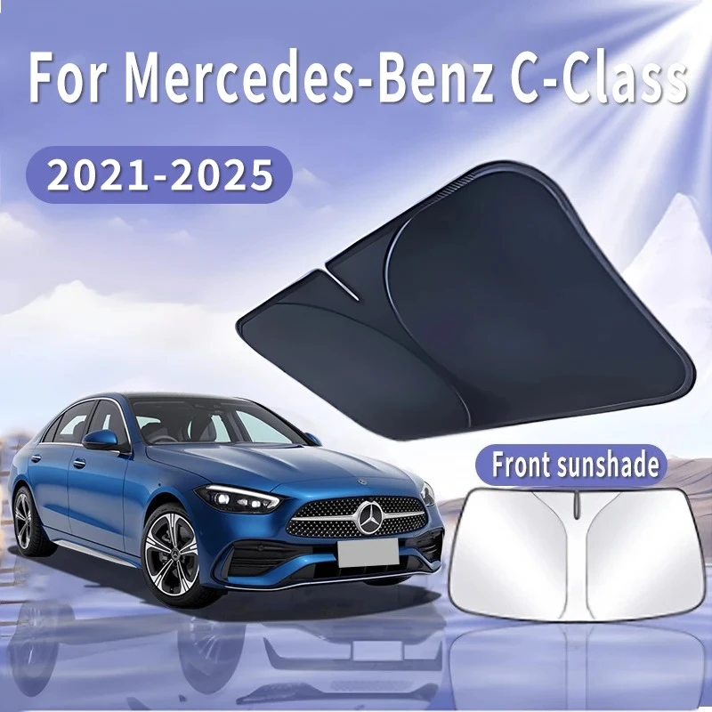 Car Sun Visor For Mercedes-Benz C-Class W206 2021~2025 Front Windshield Sunshade Heat Insulation Summer Cooling Auto Accessories