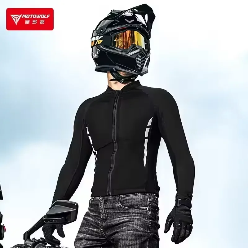 

MOTOWOLF Men's Motorcycle Jacket Summer Breathable Motocross Body Armor Elastic Moto Rider Racing Jacket Clothing CE Certified