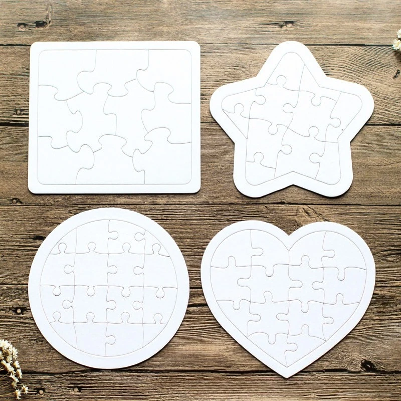 4 SZT. Puste Puzzle Interaktywne Zabawki Edukacyjne DIY Materiały do Rękodzieła do Kolorowania, Rysowania i Bazgrołów Kreatywne Puste Puzzle do Samodzielnego Wykonania