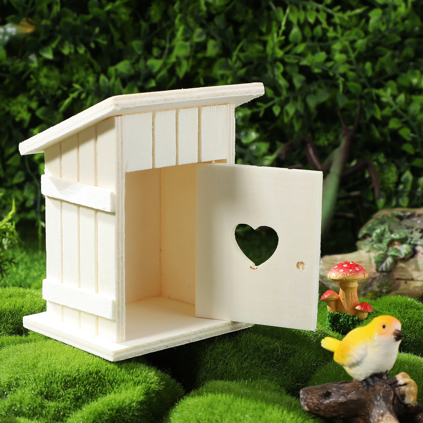 

1pcs Unpainted For Outside Garden Decoration Nesting Craft Pet Birds Hummingbird Finch House Parakeet Nest Wood Hut Small House