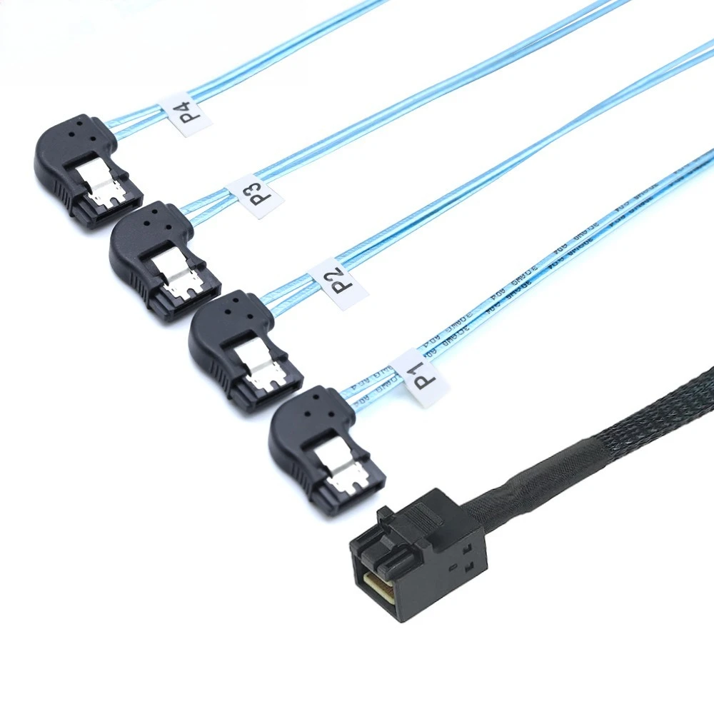 Kabel serwerowy ADT-Link Mini SAS SFF-8643 do 4 SATA 7P z lewym skrętem, długość opcjonalna 0,5M 1M, akcesoria PC, kabel przedłużający