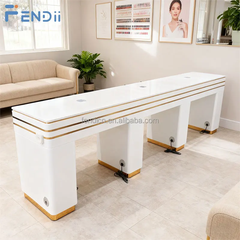 

Professional Modern Luxury Nail Technician Table with Adjustable LED Light and Storage