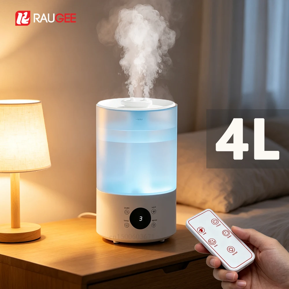 Air Humidifier 4L Large Capacity Home Humidifier Double Nozzle Mist Maker Humidifier With Remote Control 7 LED Night Light