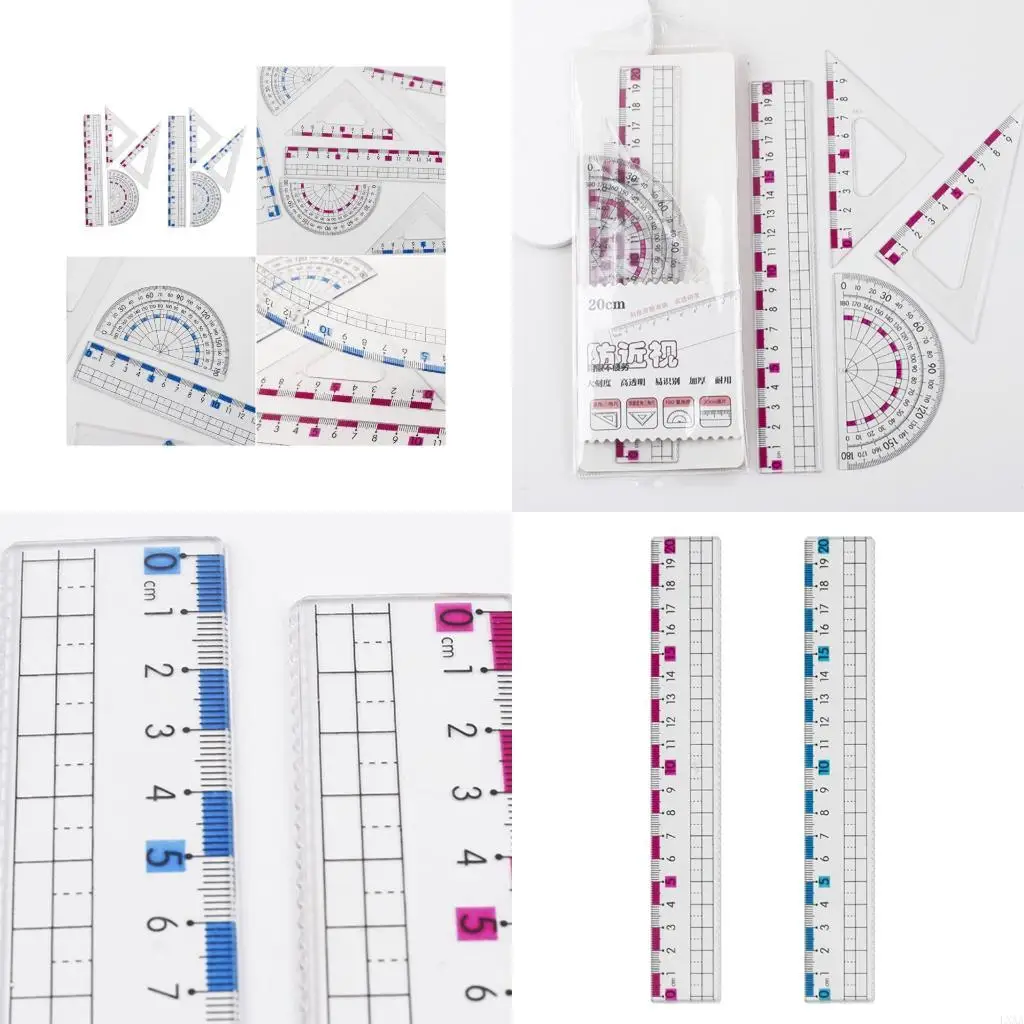 LXAA Siswa Geometri Alat Multifungsi Geometri Matematika Set Dengan Penguasa Lurus Set Square Untuk Kantor Sekolah