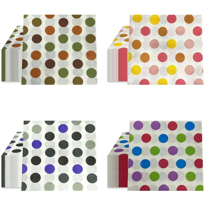 20 шт. Одноразовые бумажные салфетки с цветными горошками для праздников