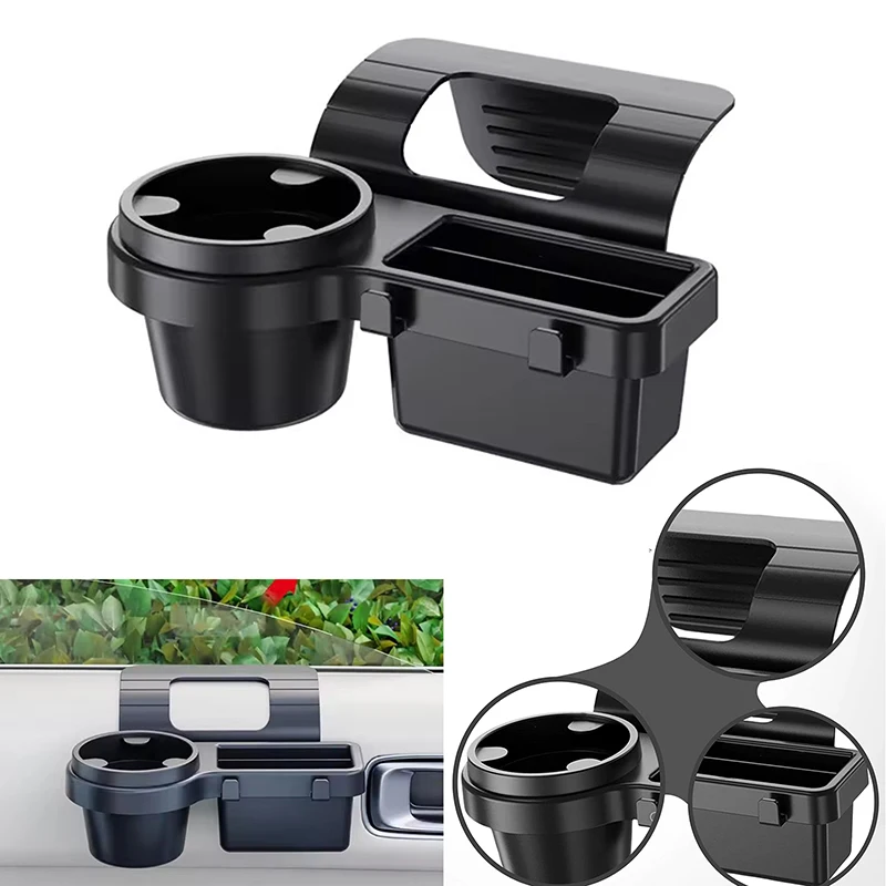 

4-in-1 Car Cup Stand Phone Holder Mount Tray Side Door Window Storage Barrel Pocket Hang Storage Rack Auto Interior Accessories