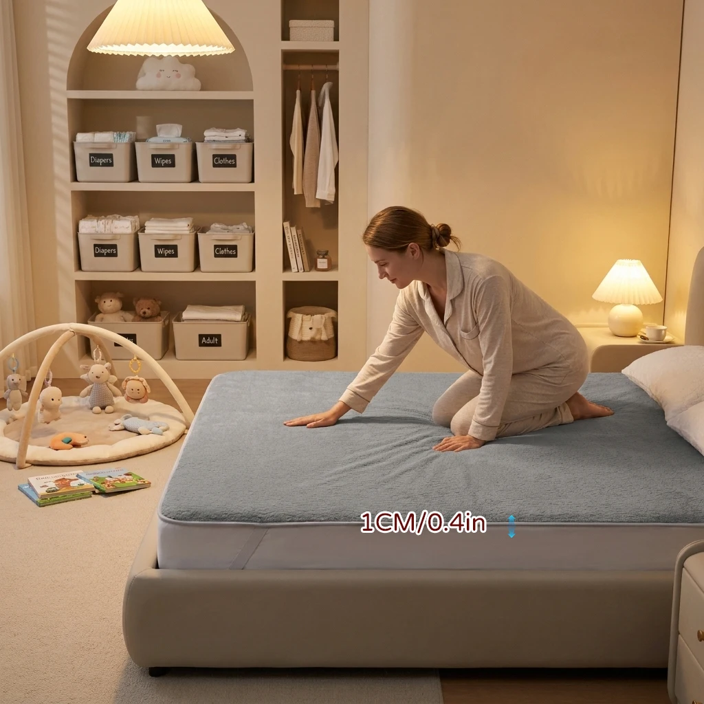 Premium Quilted Mattress Protector Pad Non Slip Elasticated Corner Straps Soft Breathable Waterproof Machine Washable for Single Double King Bed