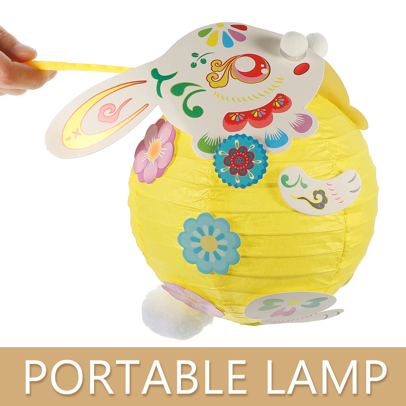 

2Sets Rabbit Lantern DIY Kit Kids Handheld Paper Lanterns Festival Decoration Rabbit Lantern Making Accessories