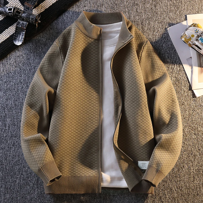 

Повседневный кардиган для молодых мужчин, 2024, современный легкий вязаный однотонный повседневный универсальный свитер,