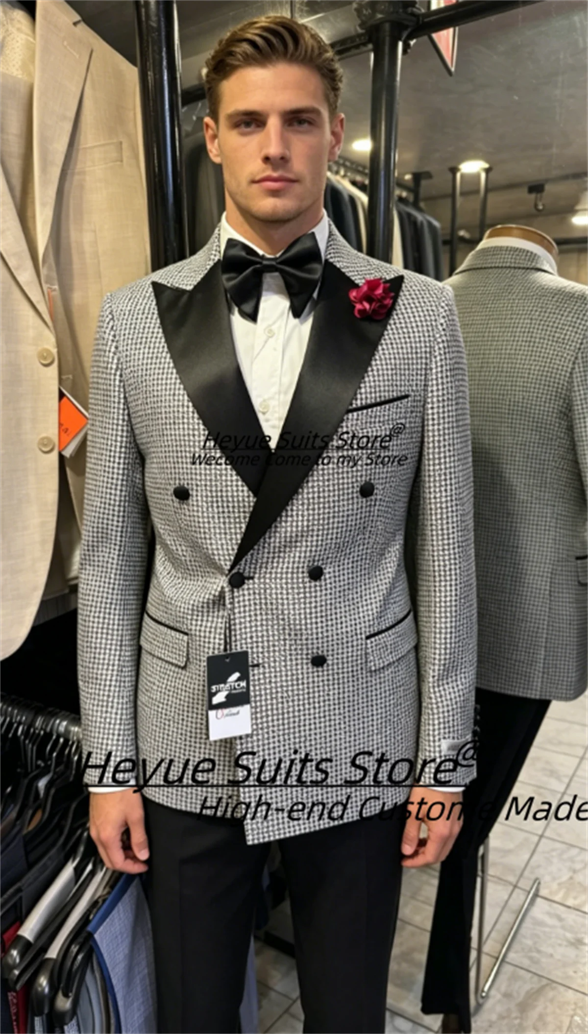 

High-qublity Classic Banquet Men Suits Customized Slim Fit Double Breasted Groom Wedding Tuxedos 2 Pieces Sets Costume Homme