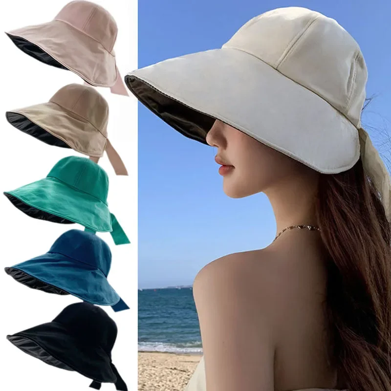 Foldable Wide Brim Sun Hat Adjustable Caps for Men Women Summer Beach Hats Summer Quick-drying Visors Fisherman Cap Bucket Hats