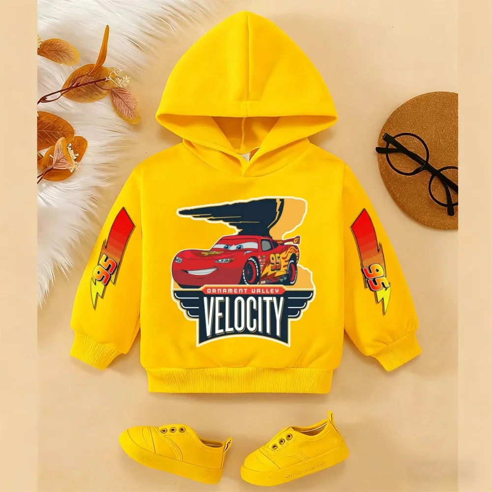 سويت شيرت كلاسيكي بقلنسوة للأطفال من Disney Car Lightning McQueen للخريف والشتاء كاجوال للجنسين #3