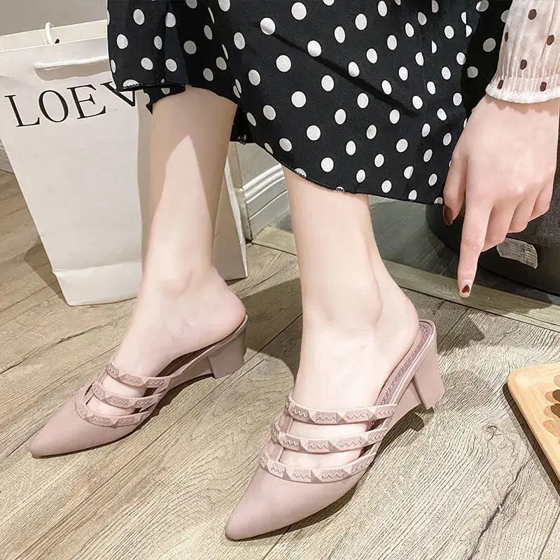 Women Pumps Pointed Toe Wedge Slippers Versatile Student Soft Sole Non-Slip Beach Shoes Fashion Half Slippers Zapatos De Mujer