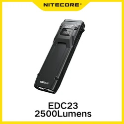 NITECORE EDC23 Ultra Slim EDC Flashight 2500 Lumens USB-C Rechargeable Pocket Small Tactical Troch Light Built-in Li-ion Battery