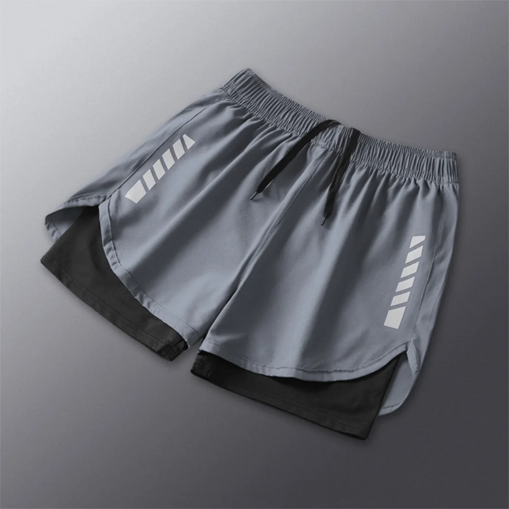 

Легкие двухслойные спортивные шорты с быстросохнущей тканью, на шнурке, с внутренней подкладкой, мужские плавки для тренировок