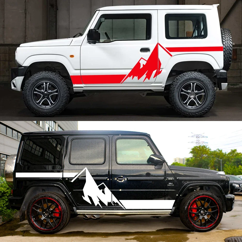 طقم ملصقات جانبية لباب السيارة مقاوم للماء ، ملصق شريط بوبي تلقائي ، فيلم فينيل ، ملحقات خارجية ، سوزوكي جيمني JB64W JB74W