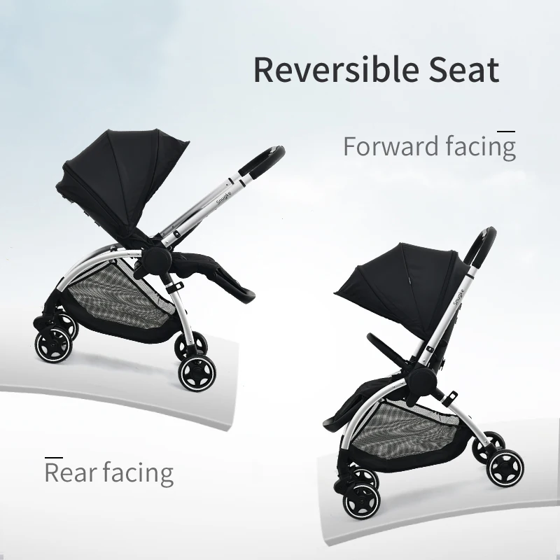 Baby Stroller Pushchair One Hand Folding 3 Positions Adjustable Backrest Lightweight Stroller