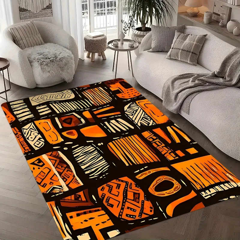 African Style Carpet Tribal Art Patchwork Patterns for Living Rooms, Bedrooms, and Entryways Coffee Table Mat, Entrance Doormat