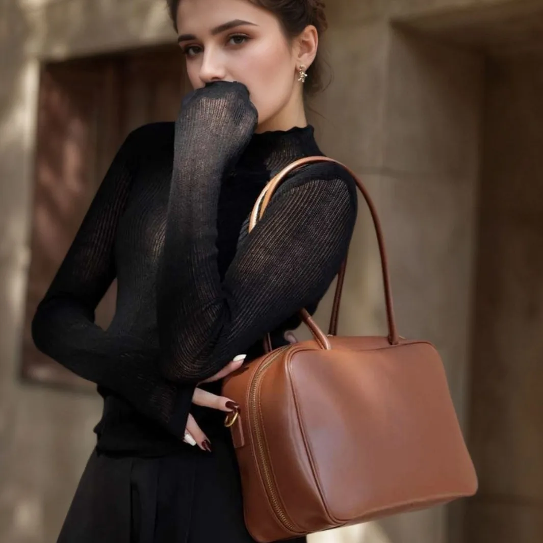 

100% Genuine Leather Luxury Tote Diaper Bag Backpack Purse Women Fashionable Minimalist Commuter Everyday