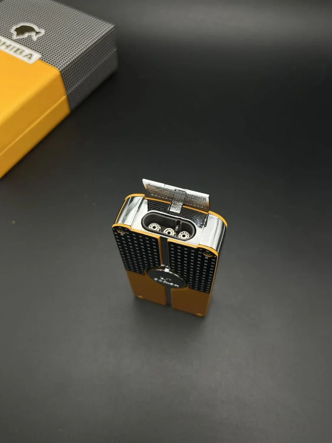COHIBA-Windproof Metal Cigar Lighter, Triple Flame Jet, Butane Flashlight, Portable Cigar Punch, Men Gadgets