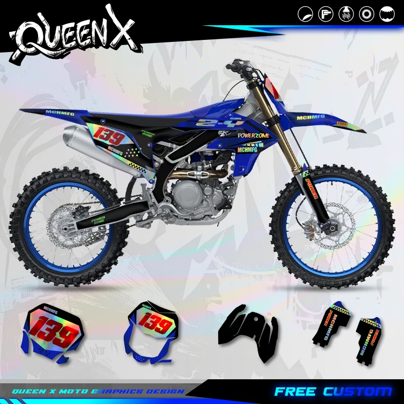 QUEEN X MOTO Custom Graphics Decal Sticker For YAMAHA YZF450 2023-2025 YZF250 2024-2026 Number Name Custom