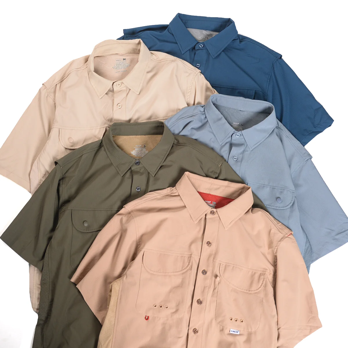 Men's Outdoor Quick Dry Short Sleeve Shirt Summer Breathable Elastic Casual Workwear Shirt Multi-Color Standard Fit Polyester...