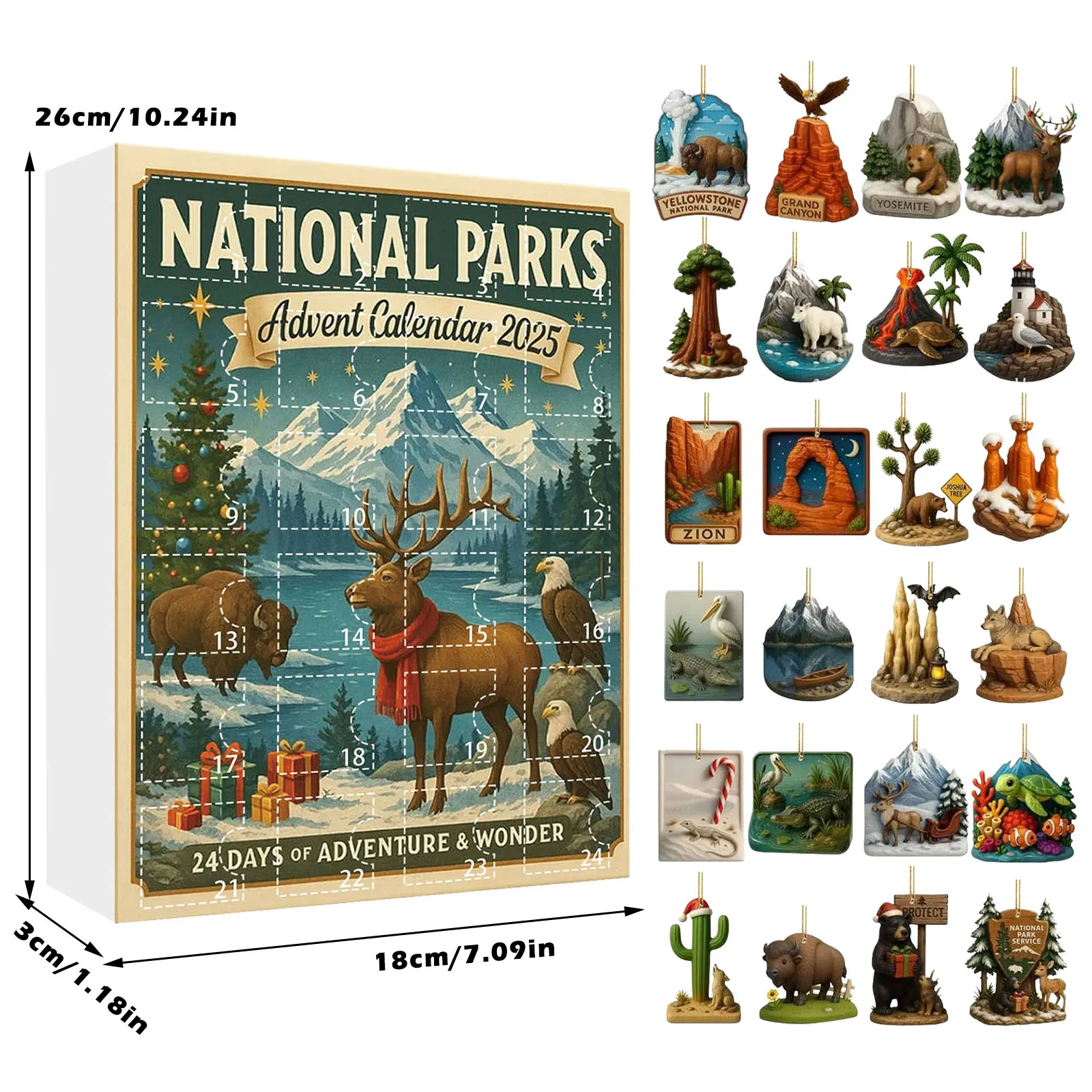 Large Digital Timer Wall National Parks Advent Calendar 2025 With 24 Ornaments Of America’S Greatest Kids Clock Timer Visual