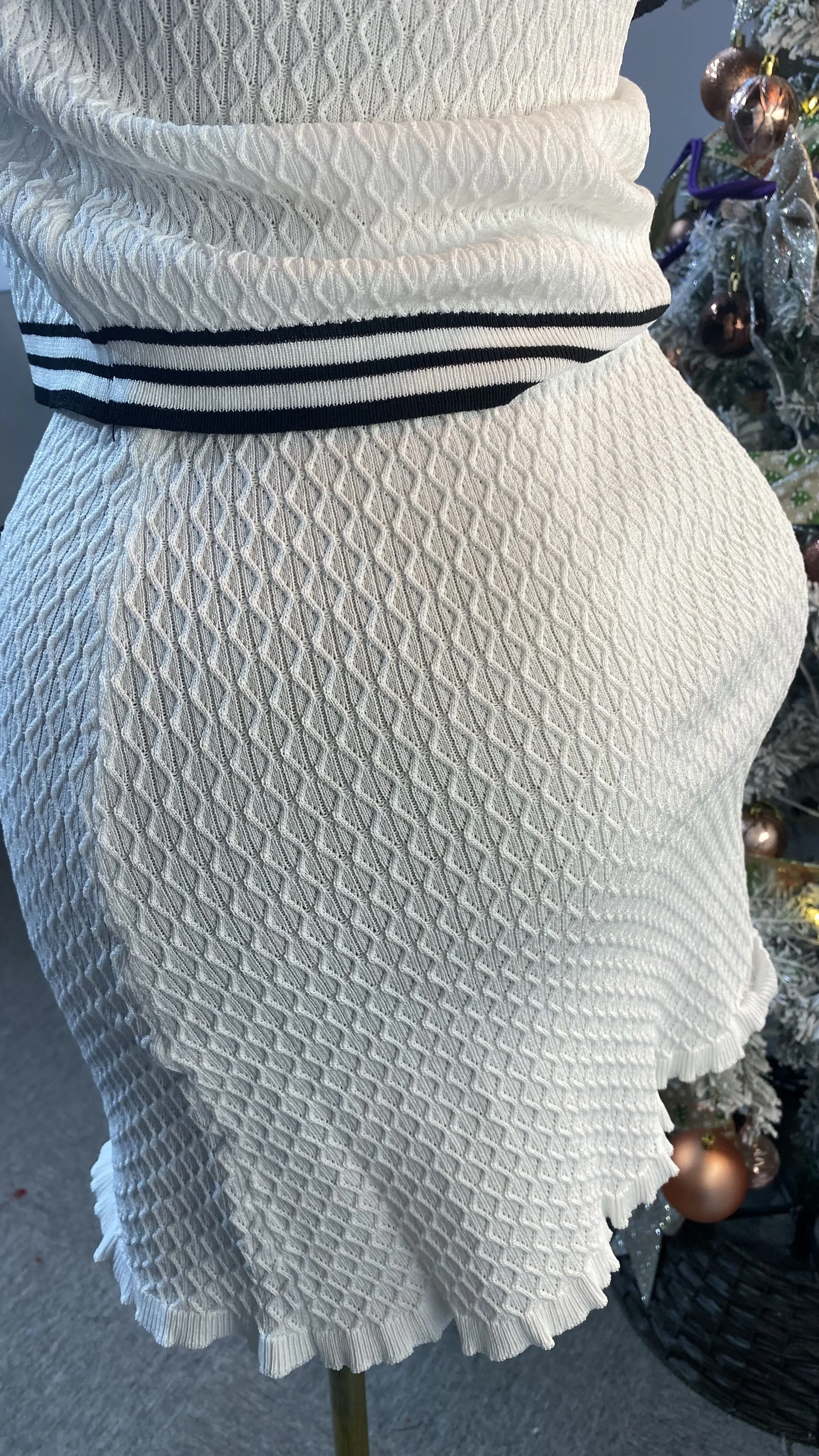 تنورة نسائية صيفية جديدة موديل 2025 ذات ياقة بحاري حلوة وتصميم مكشكش تنورة ضيقة للنساء-GZMM119