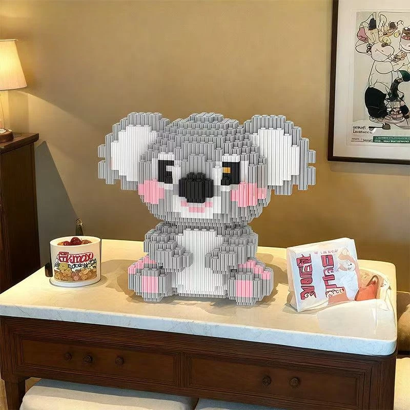 Leuke Koala Dier Bouwstenen Speelgoed Kleine Deeltje Bakstenen Kinderen DIY Speelgoed Koala 3D Model Jongen Verjaardagscadeau