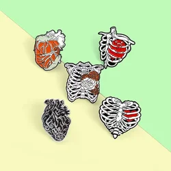 Medical Anatomy Heart Enamel Pins Custom Melting Flowers Brooches Backpack Hat Lapel Badges Interesting Jewelry Gifts Wholesale