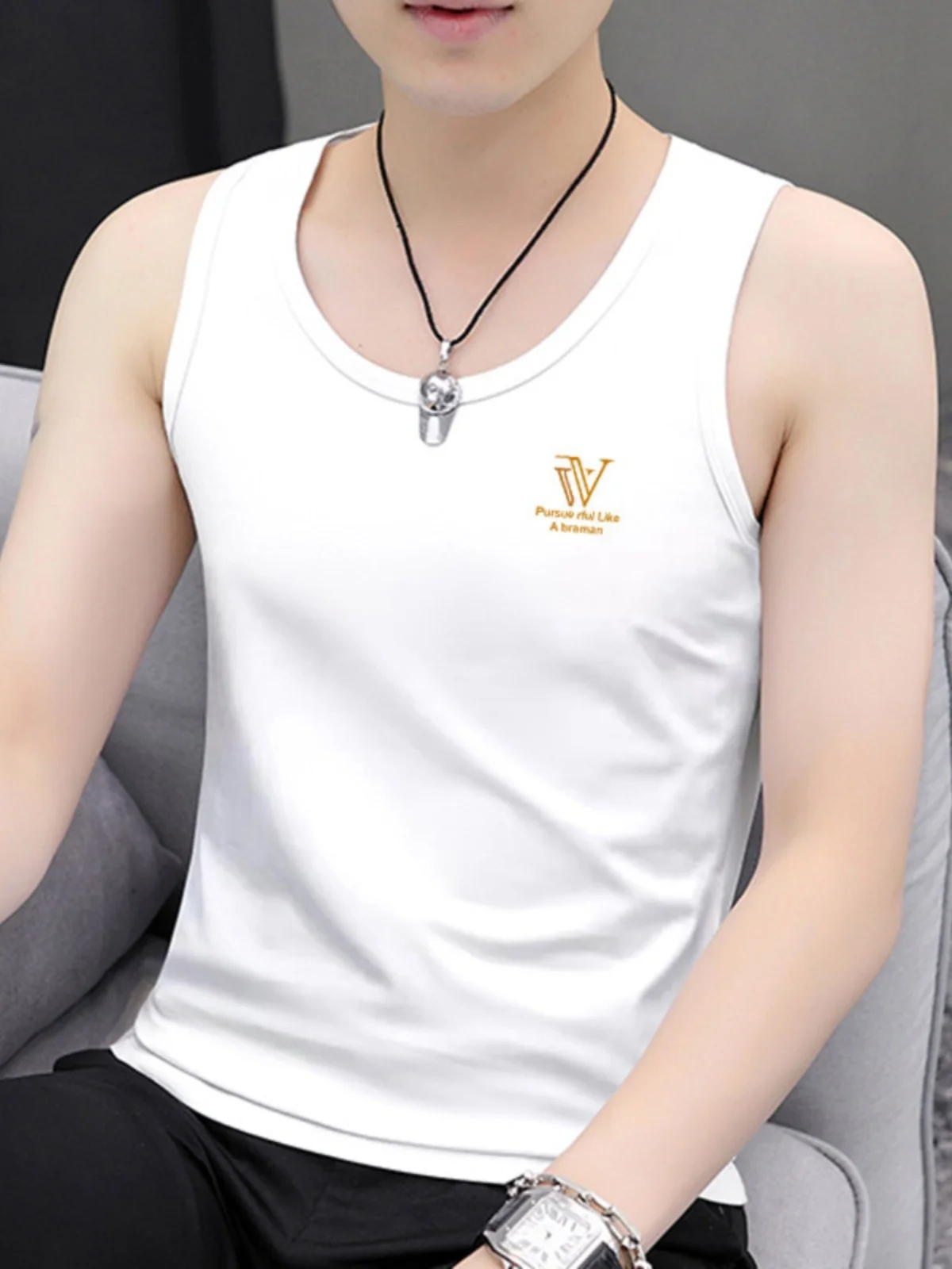 

Мужская летняя футболка из чистого хлопка, облегающая, универсальная, больших размеров, тонкая, базовая, для ношения под одеждой