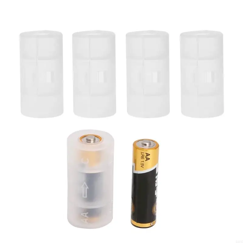 K9FC Translucent AA To C Size Cell Battery Converter Adaptor Holder for Case for Shel