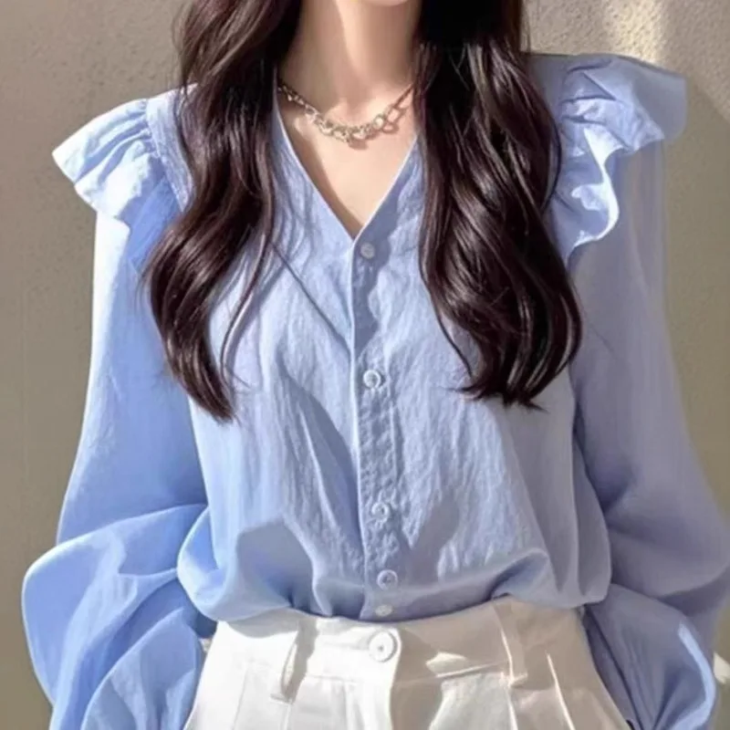 Women'S Long-Sleeved Shirts French Style Casual Shirts Office Lady Bohemian Autumn Clothes Women Vintage Light Luxury Tops