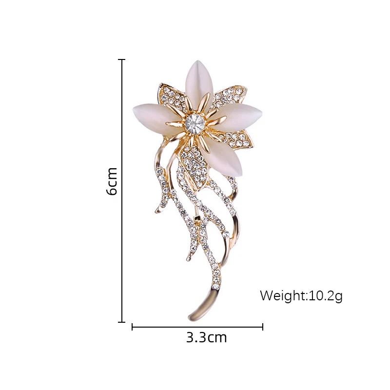 High-end Graceful Retro Palace Opal Flower Brooch Lady Temperament Personality Rhinestone Badge Pin 2024 New Style Breastpin