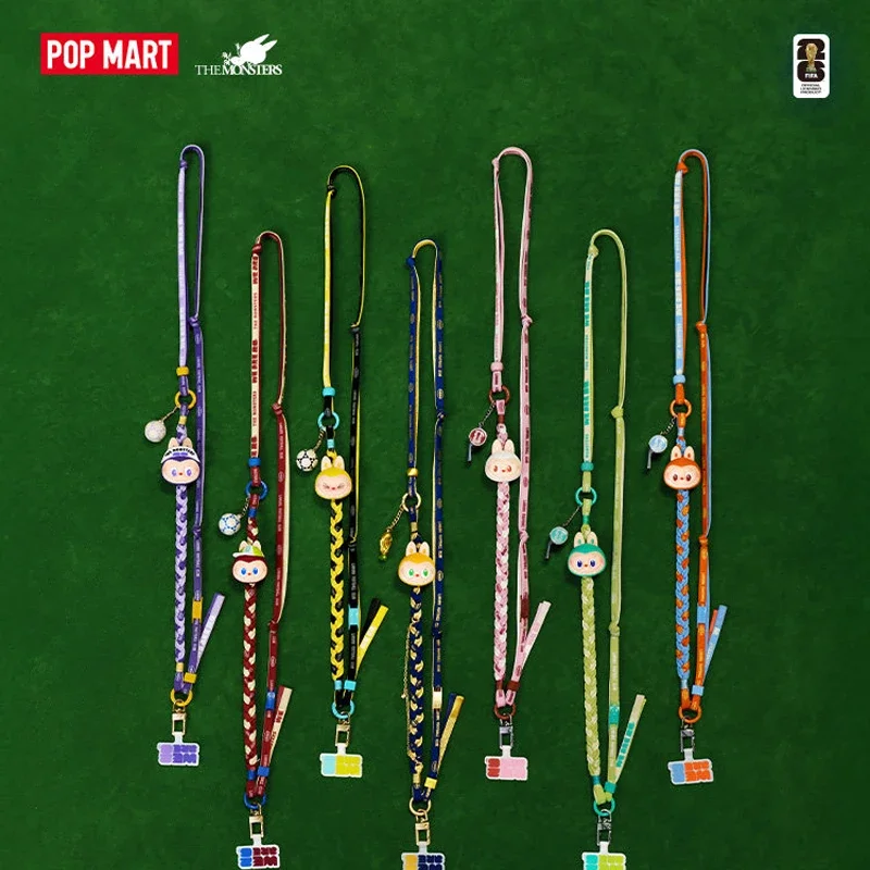POPMART Labubu The Monsters Fifa Series Mobile Phone Lanyard Blind Box Guess Bag Desktop Decoration Cute Model Gift Girl
