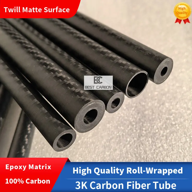 OD11mm-OD19mm ,1000mm length ,3K Twill Matte High quality Carbon Fiber Fabric roll wrapped /Wound/WovenTube