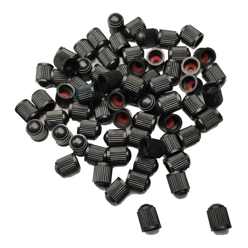 30pcs Car Tire Valve Plastic Black Bike Tyre Valve Caps with O Rubber Ring Covers Dome Shape Dust Valve Car Moto Accessories