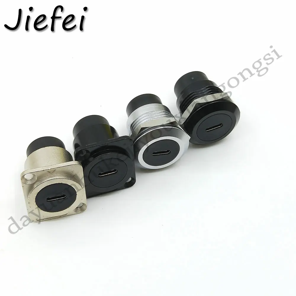 100Pcs square or round Type-C Dual Female to Female Port Socket Connector Panel Mount Square Converter Data Transfer Connector