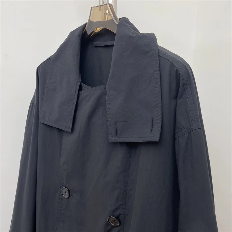 

Women's jacket New double breasted loose long sleeved top for autumn 2025 pure cotton lapel Women's coat y2k casual outerwears