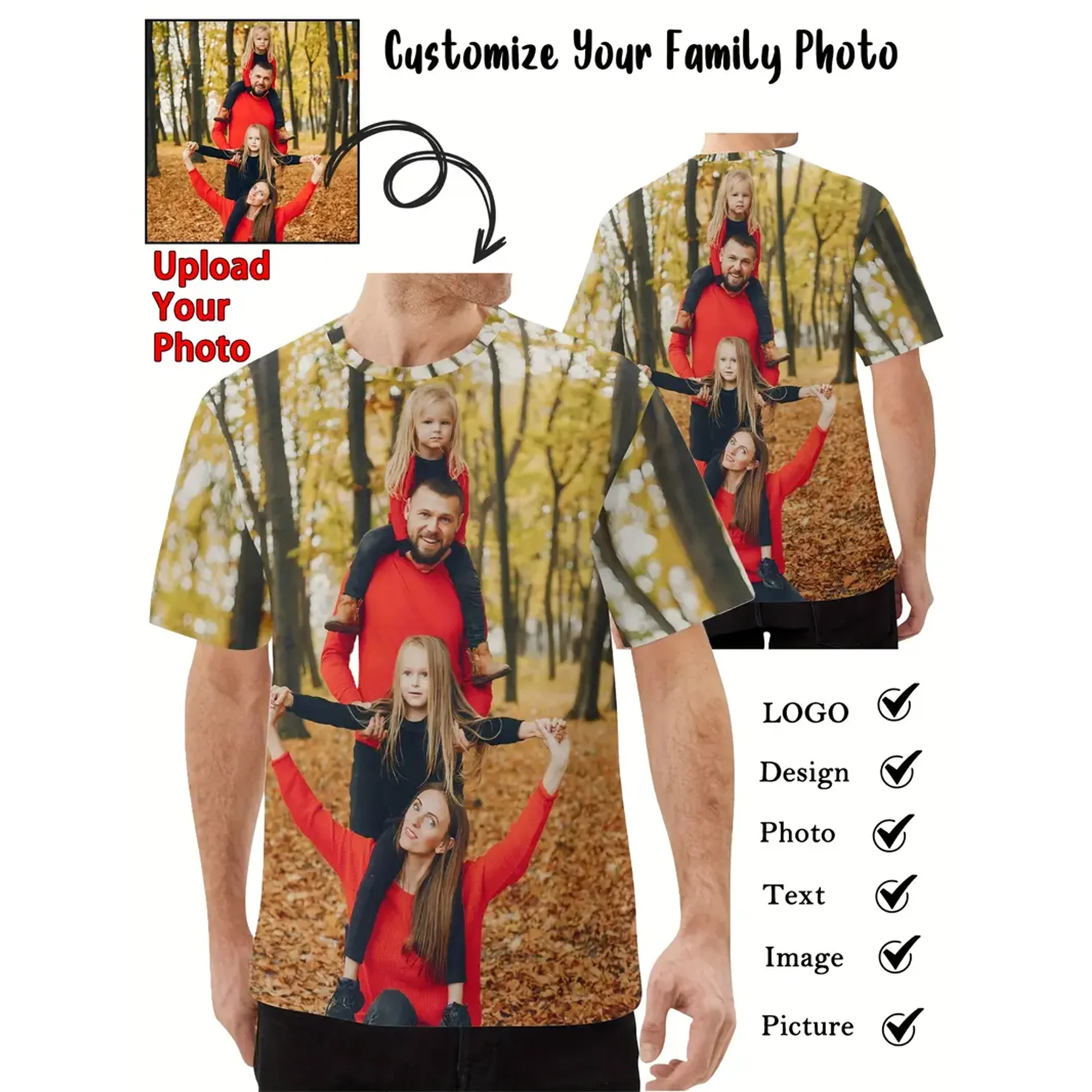 Cool and lightweight European and American trendy men customize your photo logo wholesale pullover sweater round neck T-shirt to