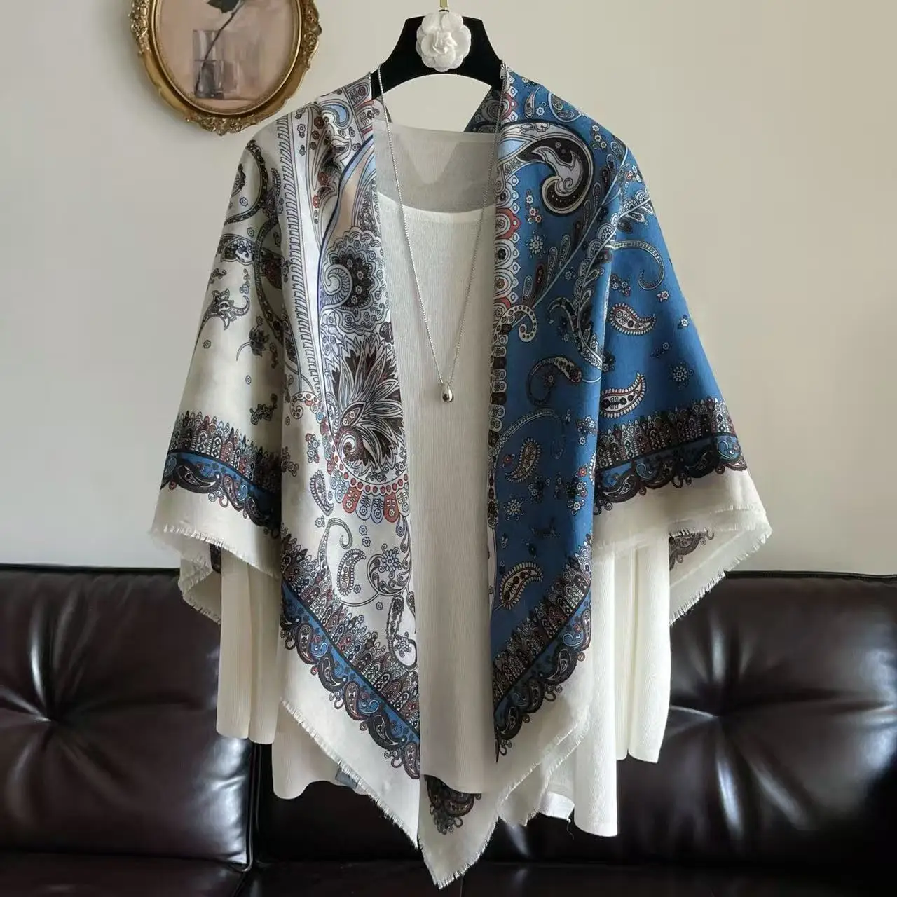 130Cm large square scarf women's cotton and linen feel scarf air-conditioned room warm shawl travel sunscreen silk scarf