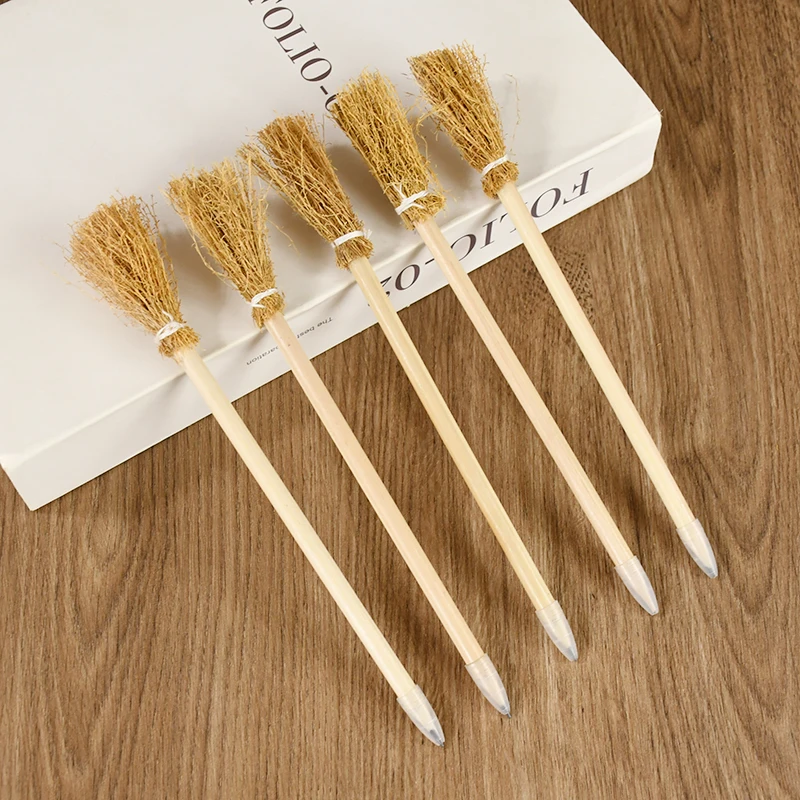 

10pcs Halloween Wood Pencils Witch Broom Shaped Pencils Broom Pencil Halloween Party Decoration Props Painting Students Writing