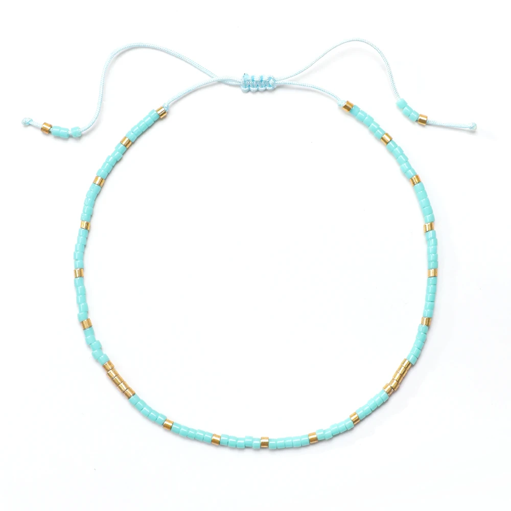 ZMZY Green Miyuki Beaded Bracelet for Women Bohemian Handmade Adjustable Rope Thin Pulseras Jewelry Accessory