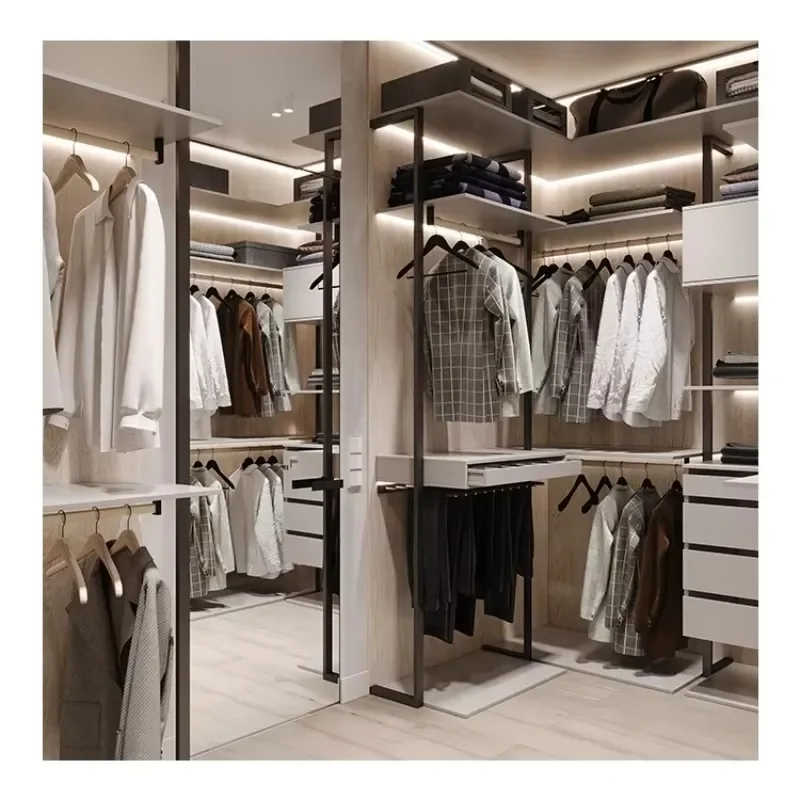 Modern Corner Wardrobes for Cloakroom Furniture Veneer Bedroom Furniture Wooden Factory
