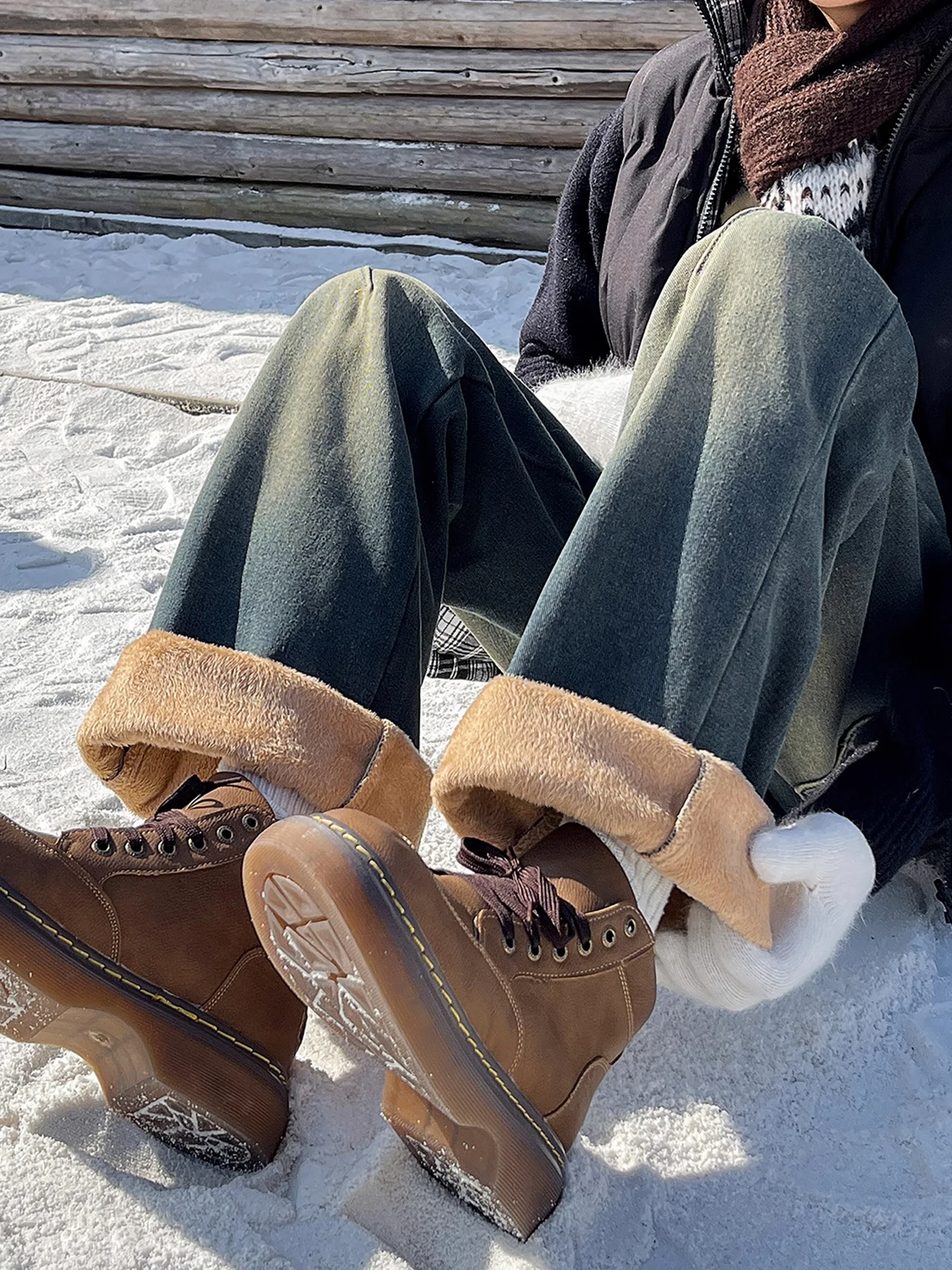 

Waed American High Street широкие джинсы мужские зимние модные облегающие теплые универсальные прямые брюки на подкладке Fce