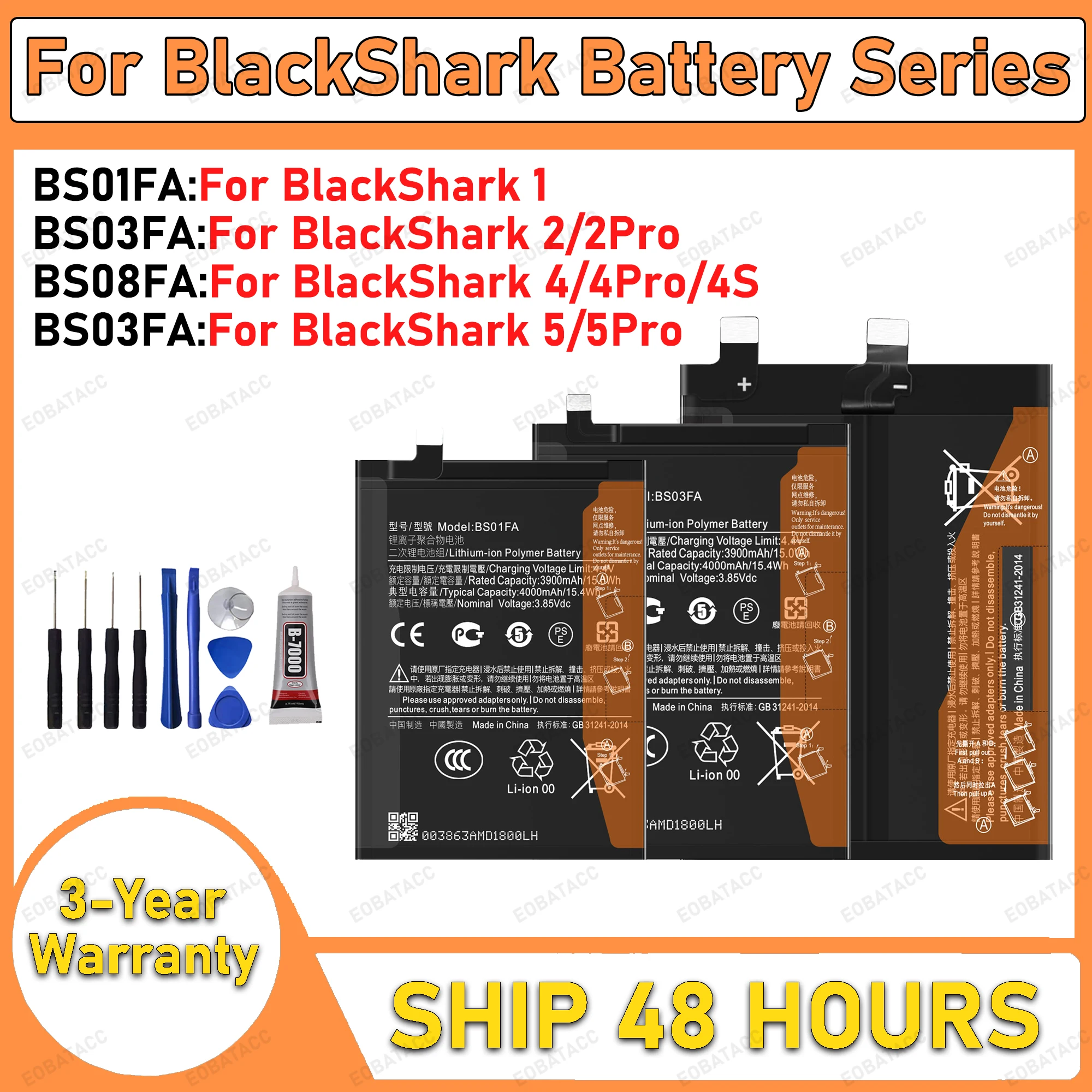 

BS01FA BS03FA BS08FA BS10FA Аккумулятор для Xiaomi Black Shark 1 2 2 pro Black Shark 4 pro 4S 5 Pro Аккумулятор оригинальной емкости для телефона