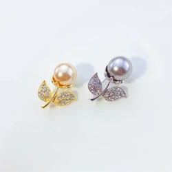 Vintage Imitation Pearl Leaves Brooches Pins New Crystal Flower Brooch For Women Fashion Jewelry Party Clothing Accessories